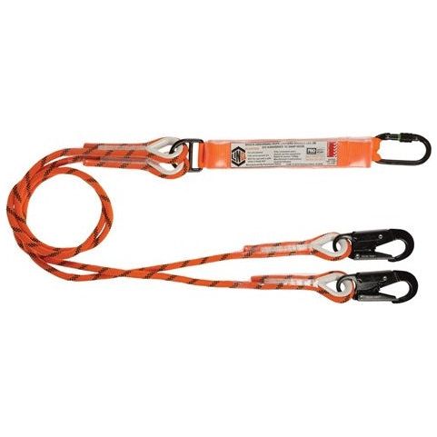 LINQ Double Leg Kernmantle 2M Shock Absorb Rope Lanyard with Hardware KS & SN X2 (RLO2KSSN) Double Rope Lanyard, signprice LINQ - Ace Workwear