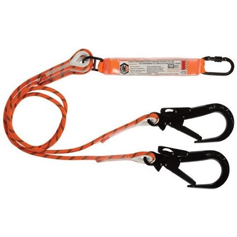 LINQ Double Leg Kernmantle 2M Shock Absorb Rope Lanyard with Hardware KS & ST X 2 (RLO2KSST) Double Rope Lanyard, signprice LINQ - Ace Workwear