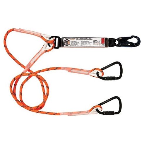 LINQ Double Leg Kernmantle 2M Shock Absorb Rope Lanyard with Hardware SN & KT X2 (RLO2SNKT) Double Rope Lanyard, signprice LINQ - Ace Workwear