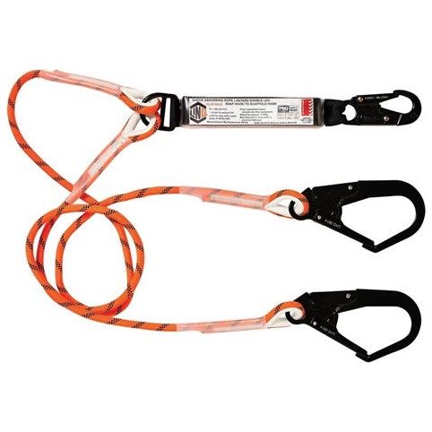 LINQ Double Leg Kernmantle 2M Shock Absorb Rope Lanyard with Hardware SN & SD X2 (RLO2SNSD) Double Rope Lanyard, signprice LINQ - Ace Workwear