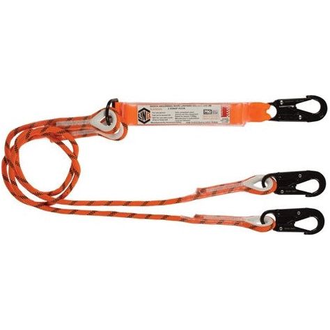 LINQ Double Leg Kernmantle 2M Shock Absorb Rope Lanyard with Hardware SN X3 (RLO2SNSN) Double Rope Lanyard, signprice LINQ - Ace Workwear