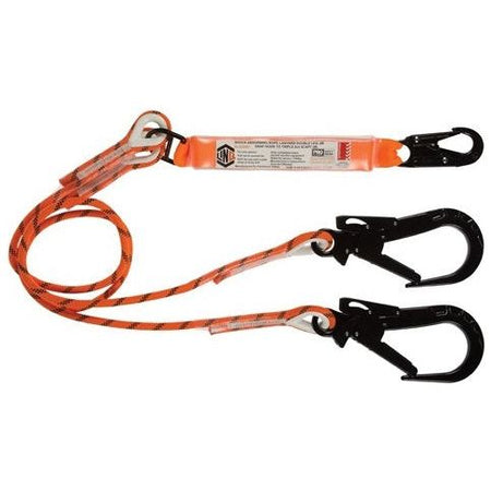 LINQ Double Leg Kernmantle 2M Shock Absorb Rope Lanyard with Hardware SN & ST X2 (RLO2SNST) Double Rope Lanyard, signprice LINQ - Ace Workwear