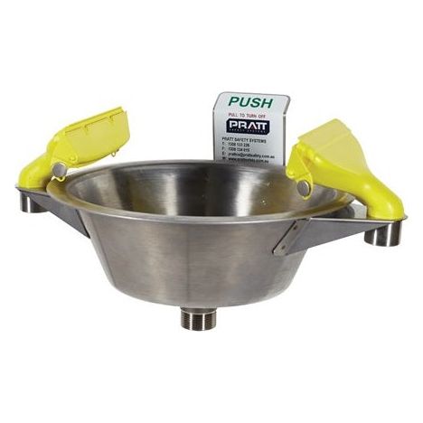 PRATT Wall Mounted Triple Nozzle Eye & Face Wash With Bowl. No Foot Treadle (SE400) Fixed Wall Mounted Eye Wash Units, signprice Pratt - Ace Workwear