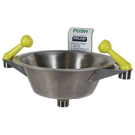 PRATT Wall Mounted Single Nozzle Eye Wash With Bowl. No Foot Treadle (SE505) Fixed Wall Mounted Eye Wash Units, signprice Pratt - Ace Workwear