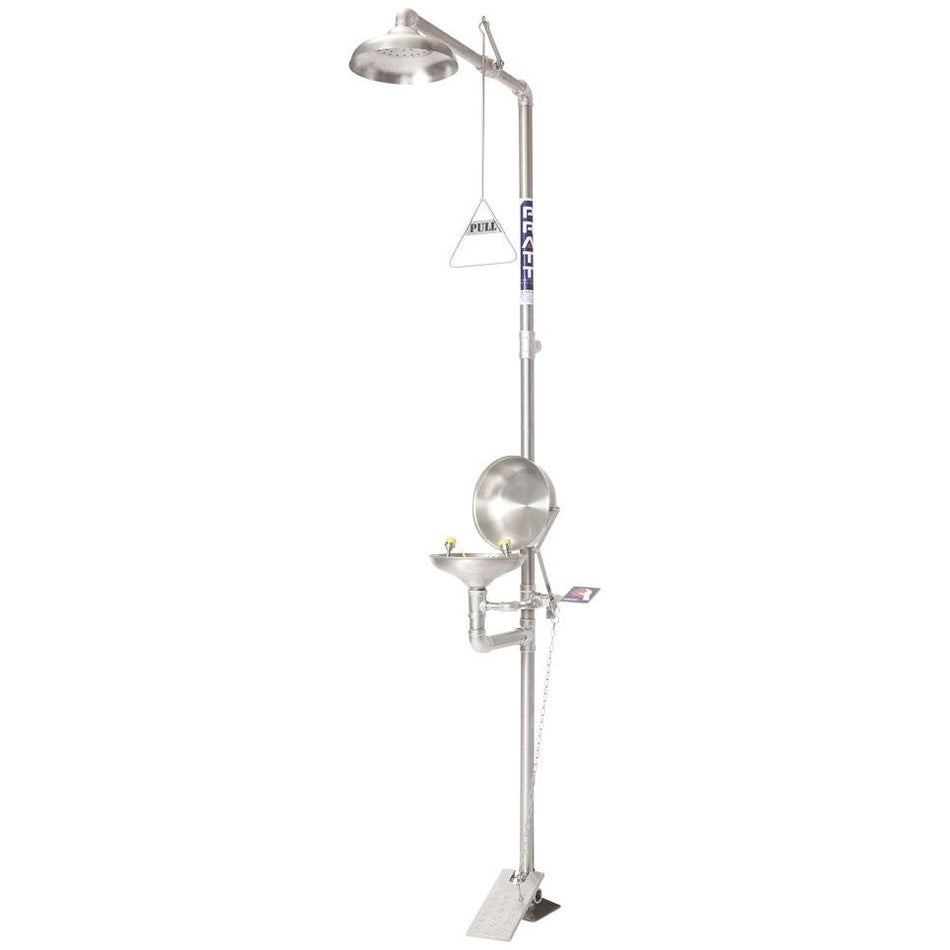 Pratt Combination Shower With Eye Wash, With Bowl & Foot Treadle - Flip Top Lid (SE693FTL)