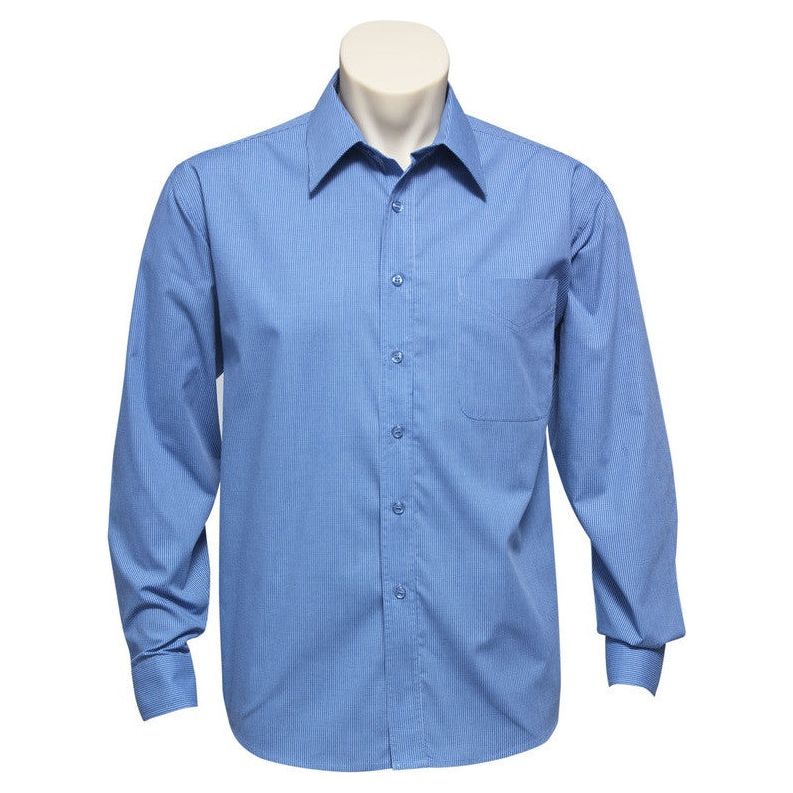 Biz Collection Micro Check Mens Long Sleeve Shirt (SH816) Mens Shirts Biz Collection - Ace Workwear