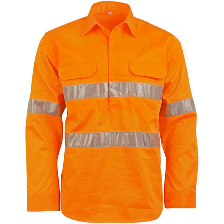 Winning Spirit Unisex Hi-Vis Cool Breeze Closed Front LS Shirt With Perforated Tape (SW87) - Ace Workwear