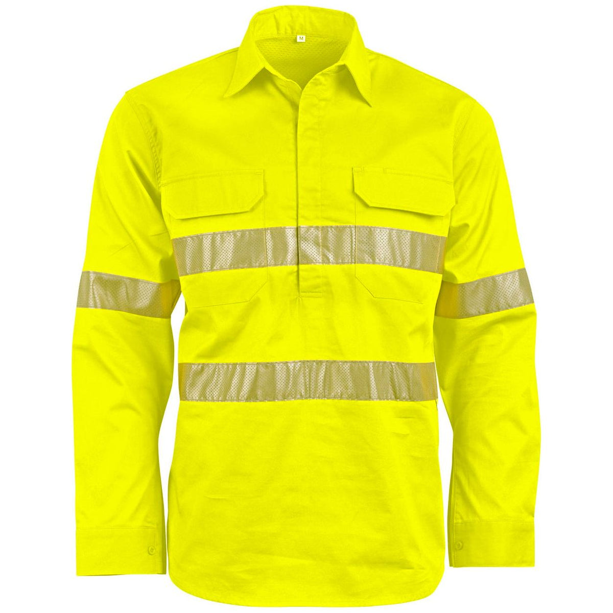 Winning Spirit Unisex Hi-Vis Cool Breeze Closed Front LS Shirt With Perforated Tape (SW87) - Ace Workwear