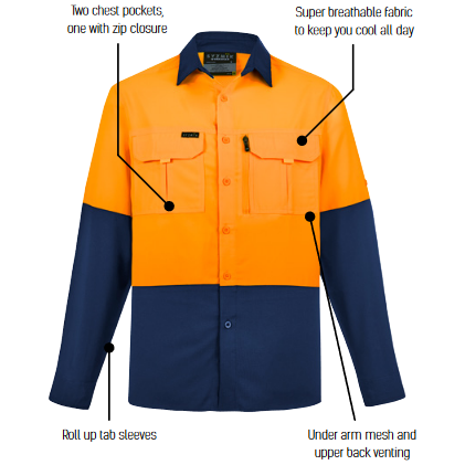 Syzmik Mens Hi Vis Outdoor L/S Shirt (ZW468) - Ace Workwear