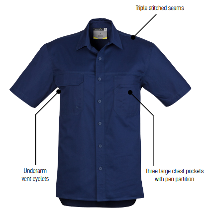 Syzmik Mens Light Weight Tradie Shirt - Short Sleeve (ZW120) - Ace Workwear