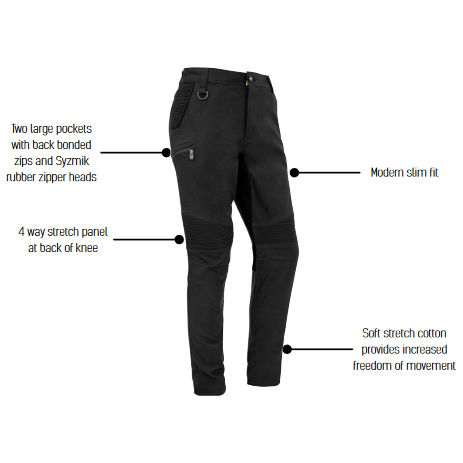 Syzmik Mens Streetworx Stretch Pant Non-Cuffed (ZP320) - Ace Workwear