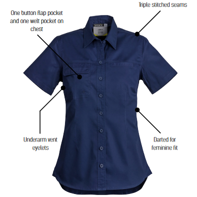 Syzmik Womens Lightweight Tradie S/S Shirt (ZWL120) - Ace Workwear