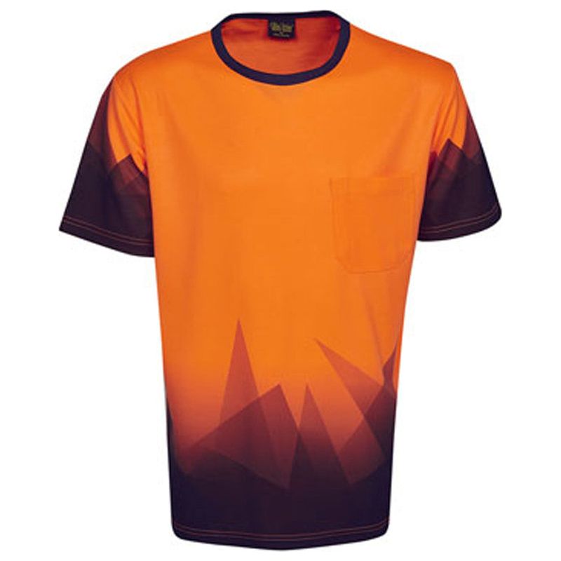 Hi Vis T-Shirt Triangular Design Sublimation Printed (T85) Hi Vis Tees & Singlet Blue Whale - Ace Workwear