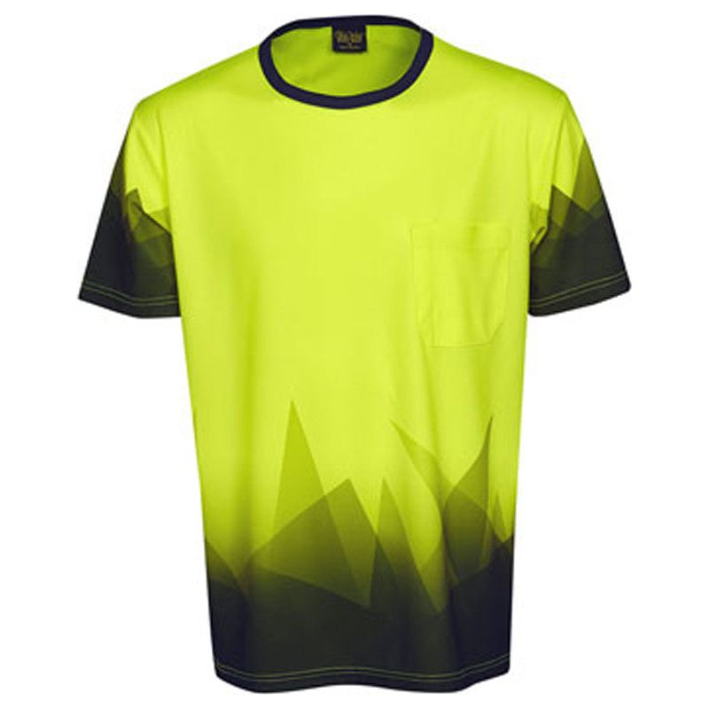 Hi Vis T-Shirt Triangular Design Sublimation Printed (T85) Hi Vis Tees & Singlet Blue Whale - Ace Workwear