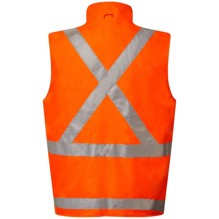 Workcraft NSW Rail Hi Vis Reversible Fleece Reflective Vest With X Pattern Tape (WW9018) (Clearance) - Ace Workwear