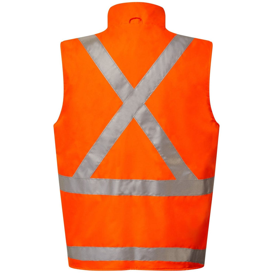 Workcraft NSW Rail Hi Vis Reversible Fleece Reflective Vest With X Pattern Tape (WW9018)