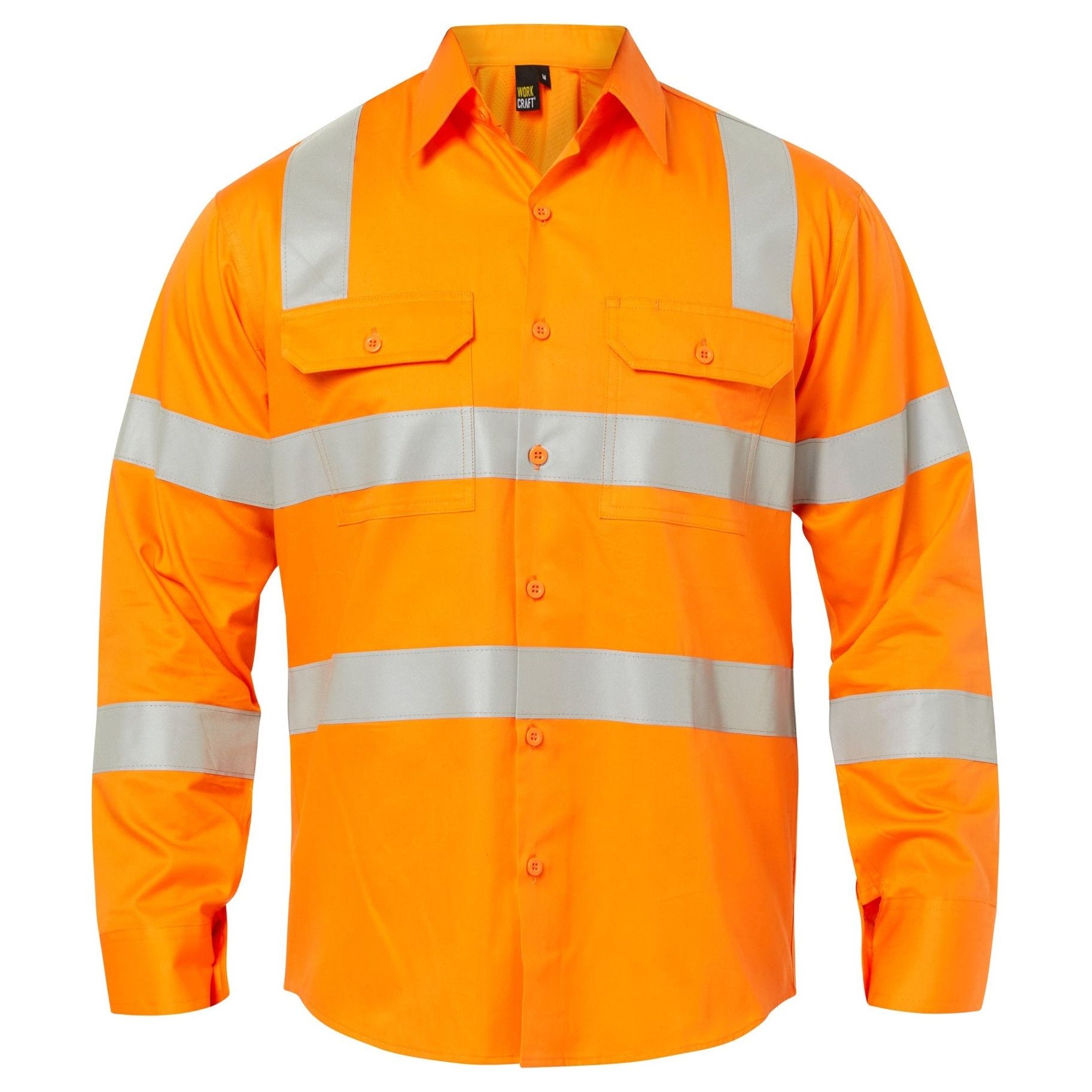 Workcraft Lightweight Hi Vis Vented Cotton Drill Shirt With Semi Guesset And Shoulder Pattern CSR Reflective Tape (WS6011) - Ace Workwear