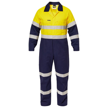 Workcraft Hi Vis Two Tone Cotton Drill Coveralls With Industrial Laundry Reflective Tape (WC3063) - Ace Workwear