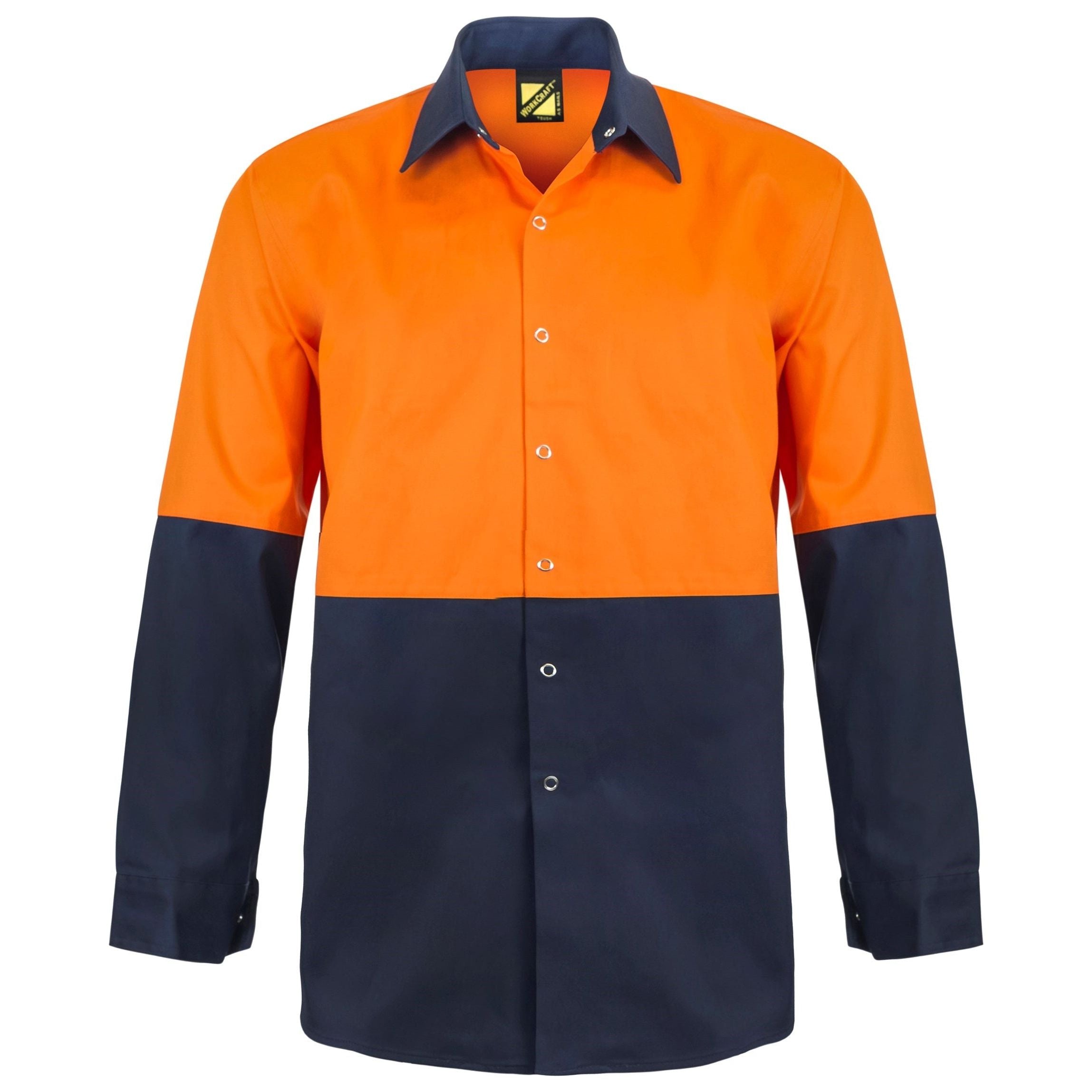 Workcraft Hi Vis Long Sleeve Cotton Drill Food Industry Shirt With Press Studs And Spare Pockets (WS3035) - Ace Workwear