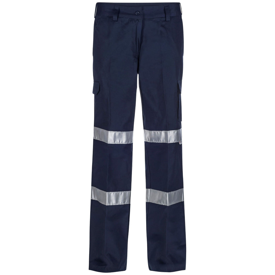 Workcraft Ladies Reflective Mid Weight Cargo Cotton Drill Trouser With Tape (WPL075)