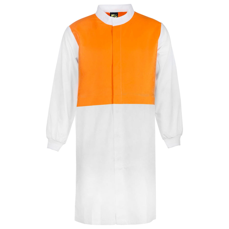 Workcraft Hi Vis Long Sleeve Food Industry Long Length Dustcoat With Mandarin Collar (WJ3194)