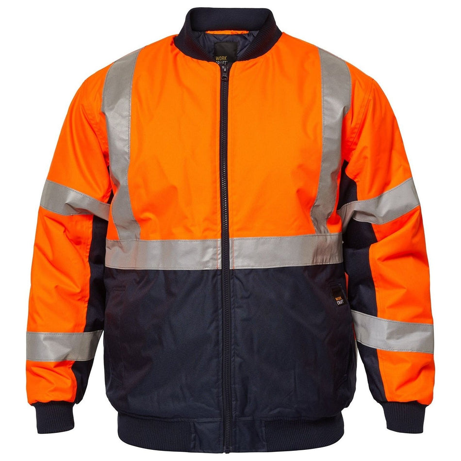 Workcraft Hi Vis Bomber Jacket With Reflective 'X' Pattern Tape (WW9010)