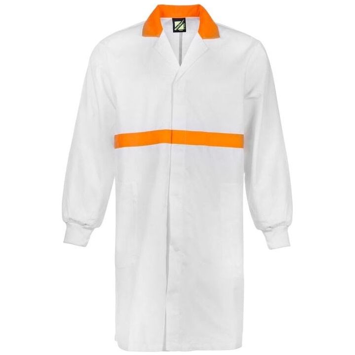 Workcraft Long Sleeve Food Industry Dustcoat With Contrast Collar, Chestband And Internal Pockets (WJ3085) - Ace Workwear