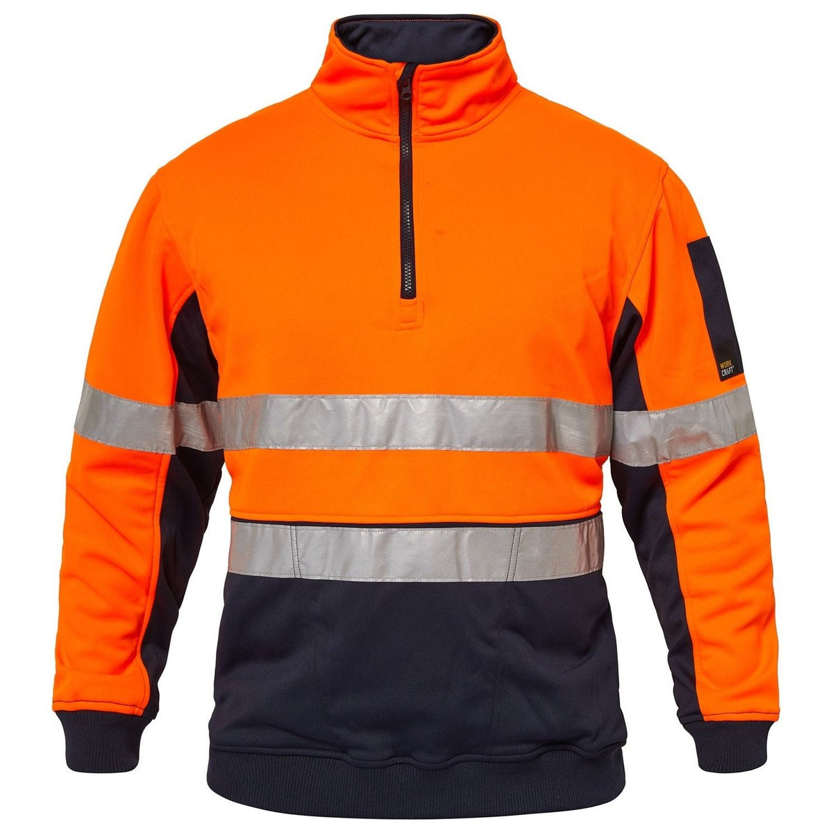 Workcraft Hi Vis Half Zip Pullover With Relflective Tape (WT8013) - Ace Workwear