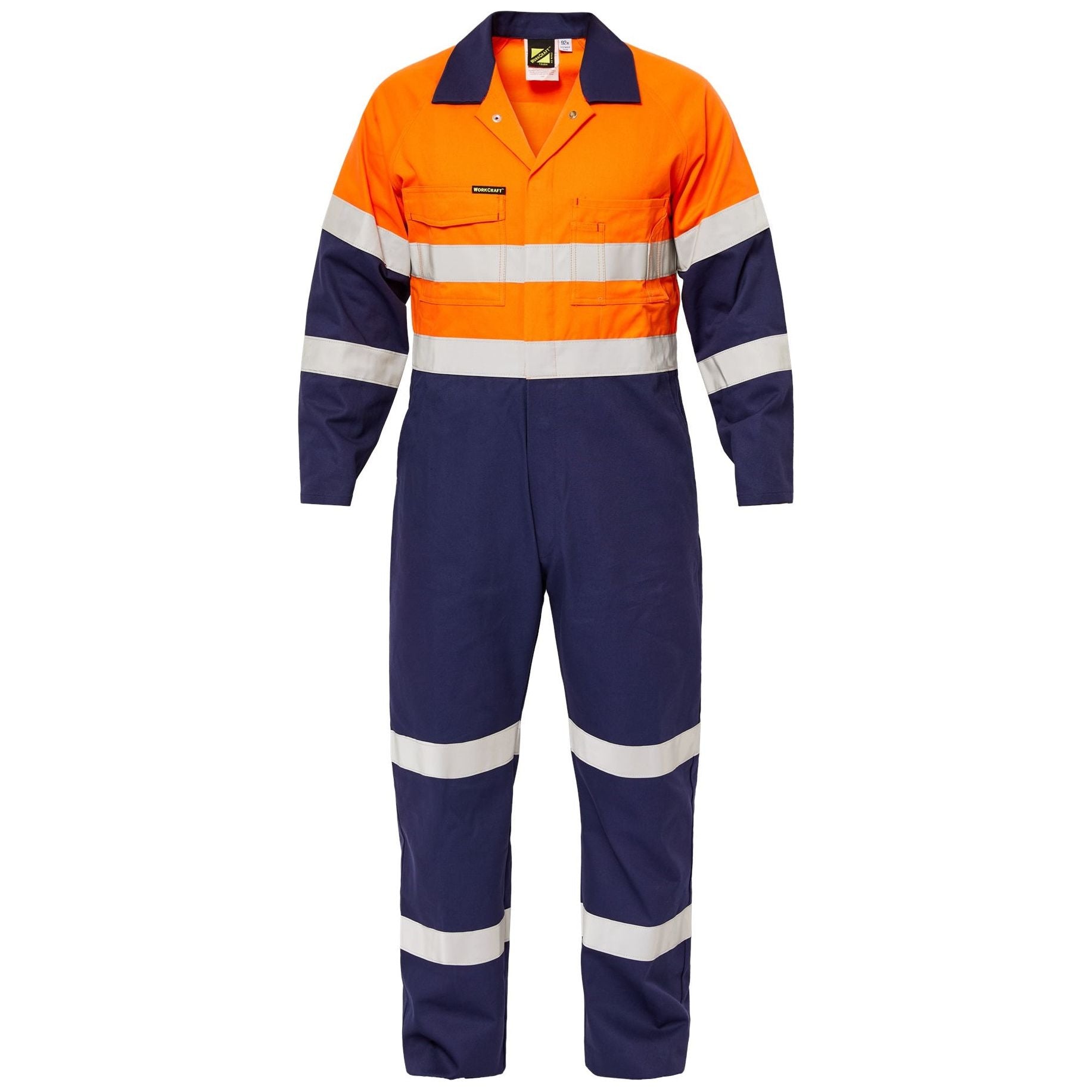 Workcraft Hi Vis Two Tone Cotton Drill Coveralls With Industrial Laundry Reflective Tape (WC3063) - Ace Workwear