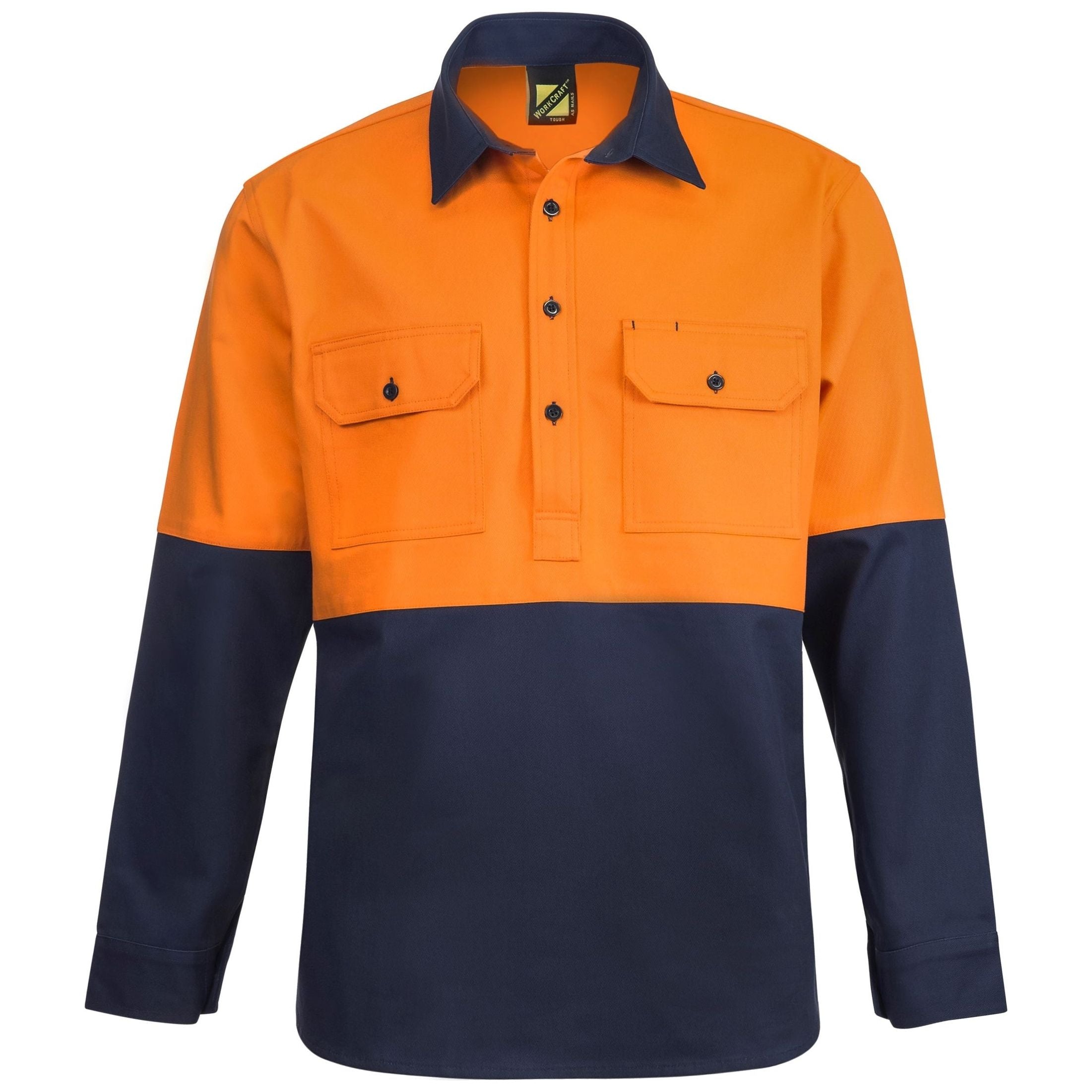 Workcraft Heavy Duty Hybrid Two Tone Half Placket Cotton Drill With Guesset Sleeves (WS4254) - Ace Workwear