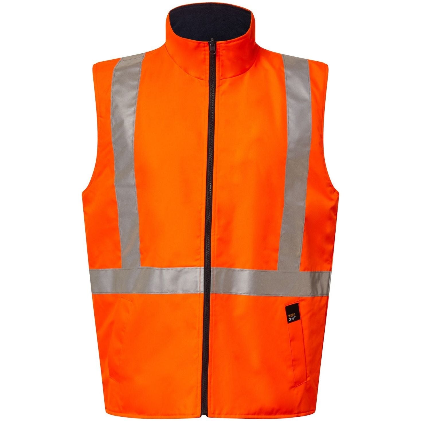 Workcraft NSW Rail Hi Vis Reversible Fleece Reflective Vest With X Pattern Tape (WW9018) (Clearance) - Ace Workwear