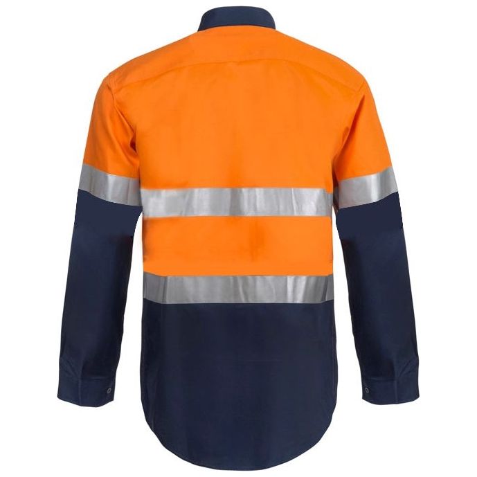 Workcraft Lightweight Hi Vis Two Tone Half Placket Vented Cotton Drill Shirt With Semi Gusset Sleeves And CSR Reflective Tape (WS6032) - Ace Workwear