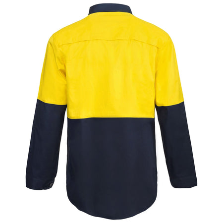 Workcraft Hi Vis Two Tone Half Placket Cotton Drill Shirt With Semi Gusset Sleeves (WS4256) - Ace Workwear