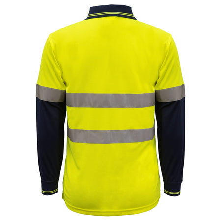 Workcraft Hi Vis Two Tone Lightweight Long Sleeve Micromesh Polo With Pocket And CSR Reflective Tape (WSP409) - Ace Workwear