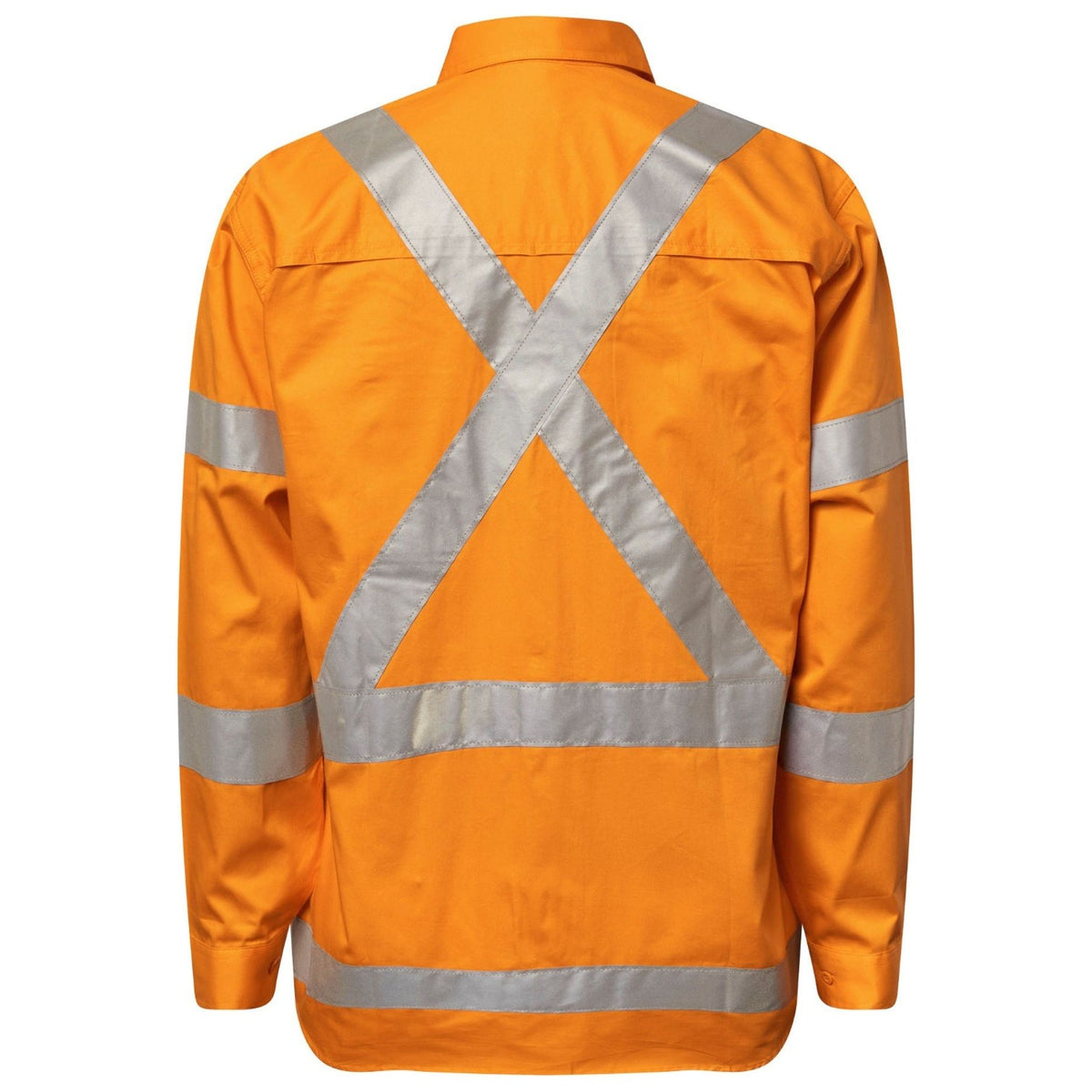 Workcraft Lightweight Hi Vis Long Sleeve Vented Cotton Drill Shirt With X Pattern CSR Reflective Tape (WS6010) - Ace Workwear