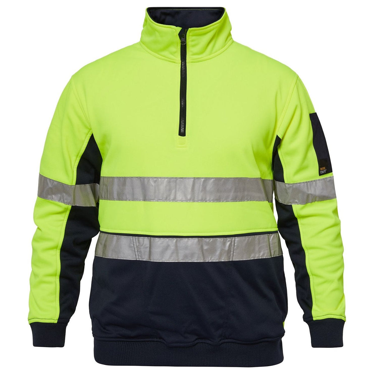 Workcraft Hi Vis Half Zip Pullover With Relflective Tape (WT8013) - Ace Workwear