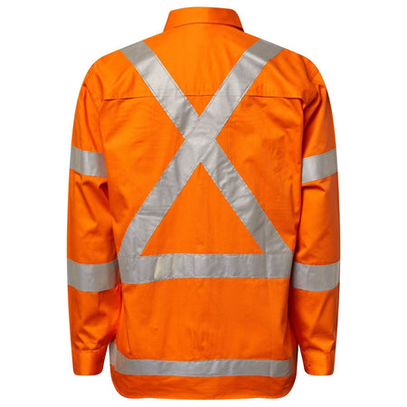 Workcraft Lightweight Hi Vis Long Sleeve Vented Cotton Drill Shirt With X Pattern CSR Reflective Tape (WS6010) - Ace Workwear