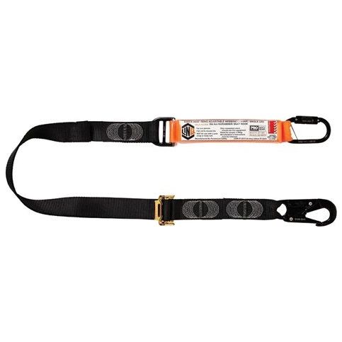 LINQ Elite Single Leg Shock Absorbing 2M Adjustable Lanyard with Hardware KD & SN (WLA1KDSN) signprice, Single Adjustable Lanyard LINQ - Ace Workwear