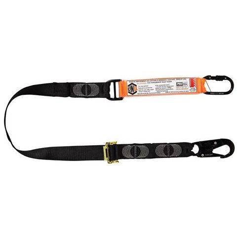 LINQ Elite Single Leg Shock Absorbing 2M Adjustable Lanyard with Hardware KS & SN (WLA1KSSN) signprice, Single Adjustable Lanyard LINQ - Ace Workwear