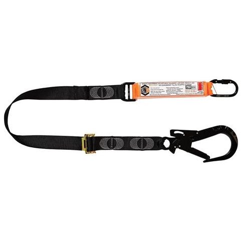 LINQ Elite Single Leg Shock Absorbing 2M Adjustable Lanyard with Hardware KS & ST (WLA1KSST) signprice, Single Adjustable Lanyard LINQ - Ace Workwear