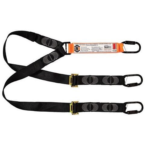 LINQ Elite Double Leg Shock Absorbing 2M Adjustable Lanyard with Hardware KD X3 (WLA2KDKD) Double Adjustable Lanyard, signprice LINQ - Ace Workwear