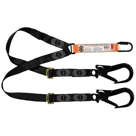 LINQ Elite Double Leg Shock Absorbing 2M Adjustable Lanyard with Hardware KD & ST X2 (WLA2KDST) Double Adjustable Lanyard, signprice LINQ - Ace Workwear