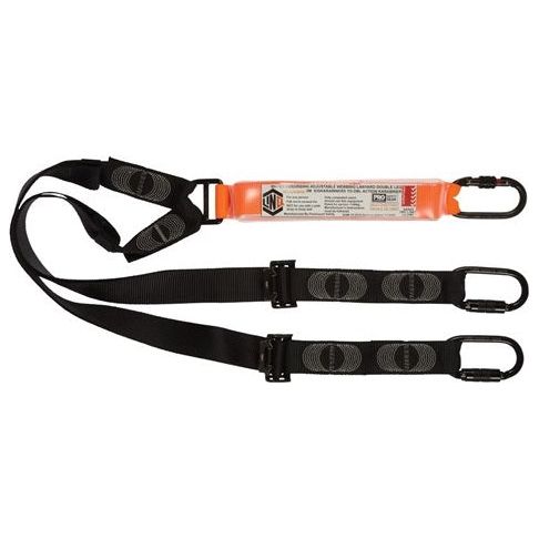 LINQ Elite Double Leg Shock Absorbing 2M Adjustable Lanyard with Hardware KS & KD X2 (WLA2KSKD) Double Adjustable Lanyard, signprice LINQ - Ace Workwear