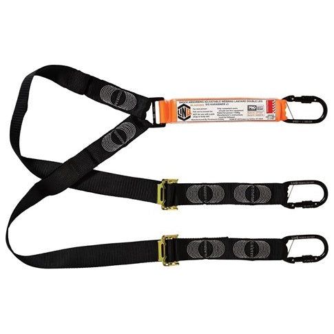 LINQ Elite Double Leg Shock Absorbing 2M Adjustable Lanyard with Hardware KS X2 (WLA2KSKS) Double Adjustable Lanyard, signprice LINQ - Ace Workwear