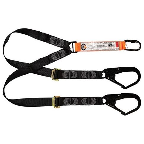 LINQ Elite Double Leg Shock Absorbing 2M Adjustable Lanyard with Hardware KS & SD X2 (WLA2KSSD) Double Adjustable Lanyard, signprice LINQ - Ace Workwear