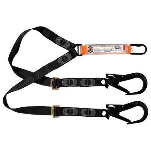 LINQ Elite Double Leg Shock Absorbing 2M Adjustable Lanyard with Hardware KS & ST X2 (WLA2KSST) Double Adjustable Lanyard, signprice LINQ - Ace Workwear