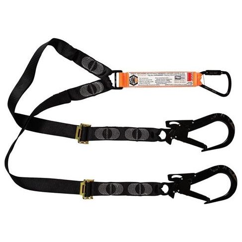 LINQ Elite Double Leg Shock Absorbing 2M Adjustable Lanyard with Hardware KT & ST X2 (WLA2KTST) Double Adjustable Lanyard, signprice LINQ - Ace Workwear