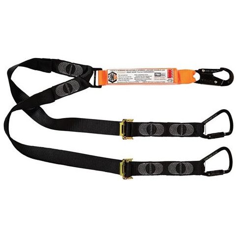 LINQ Elite Double Leg Shock Absorbing 2M Adjustable Lanyard with Hardware SN & KT X2 (WLA2SNKT) Double Adjustable Lanyard, signprice LINQ - Ace Workwear