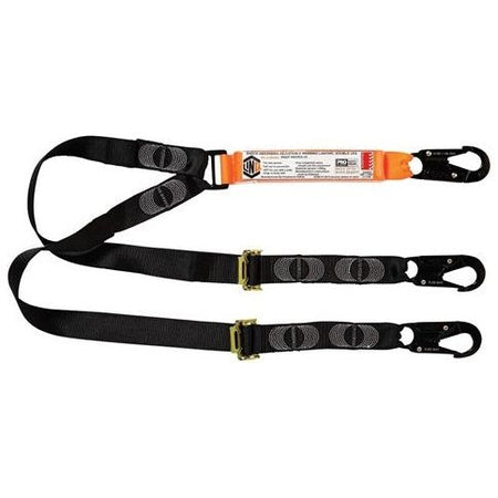 LINQ Elite Double Leg Shock Absorbing 2M Adjustable Lanyard with Hardware SN X3 (WLA2SNSN) Double Adjustable Lanyard, signprice LINQ - Ace Workwear