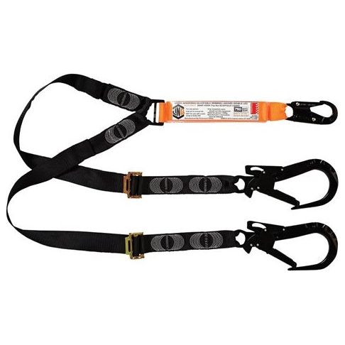 LINQ Elite Double Leg Shock Absorbing 2M Adjustable Lanyard with Hardware SN & ST X2 (WLA2SNST) Double Adjustable Lanyard, signprice LINQ - Ace Workwear